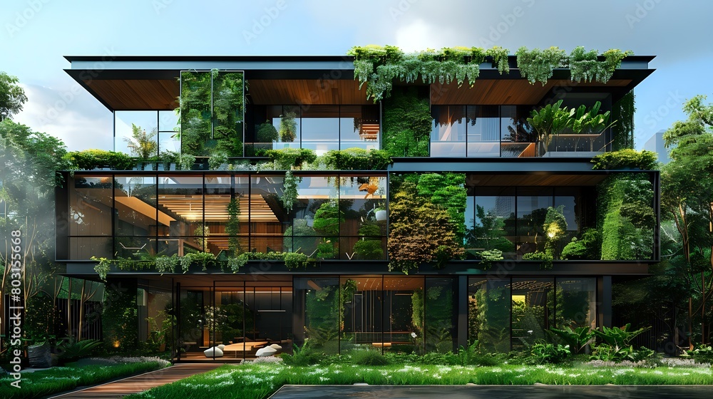Fototapeta premium Modern Architectural Masterpiece: Eco-Friendly Urban Oasis
