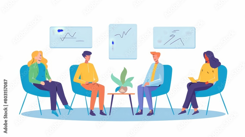 A job interview with a human resources employee. Hiring department, employment, recruitment, negotiation and introduction with a future employee business concept, Linear flat modern illustration.