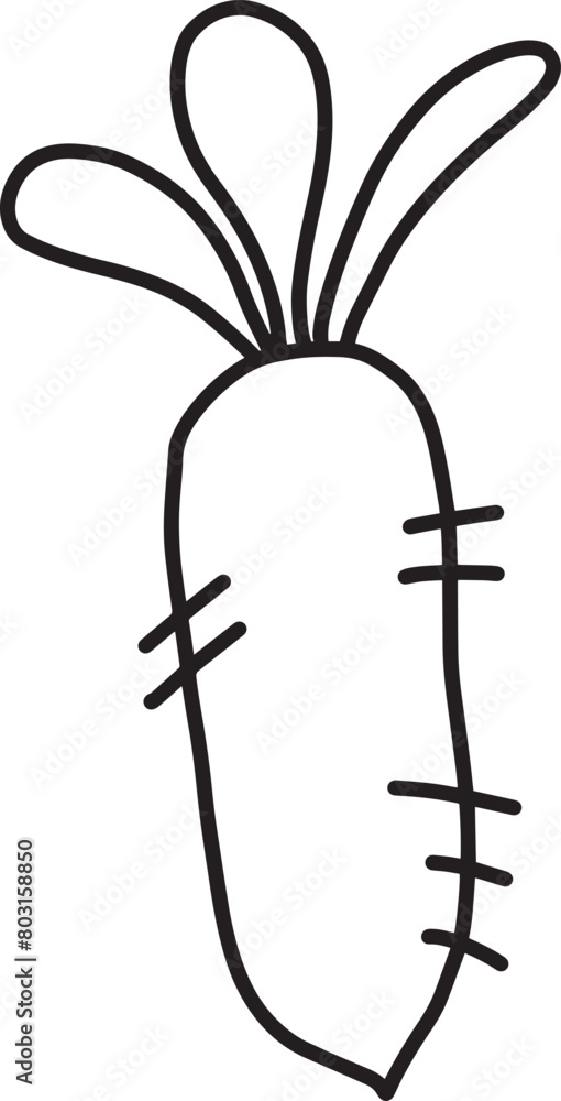 A radish depicted in simple lines: an oval shape with a smaller circle atop, narrowing towards the bottom to a pointed tip. Horizontal lines suggest texture, with small lines at the top for greens A radish depicted in simple lines: an oval shape with a smaller circle atop, narrowing towards the bottom to a pointed tip. Horizontal lines suggest texture, with small lines at the top for greens