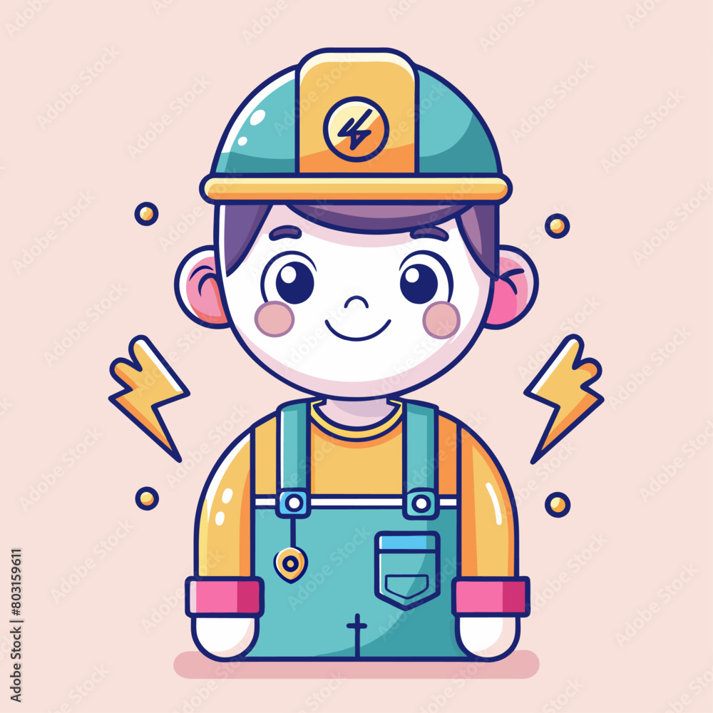 Minimalist doodle featuring a Electrician, Generative AI Minimalist doodle featuring a Electrician, Generative AI