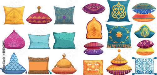 Cartoon oriental pillows in moroccan indian