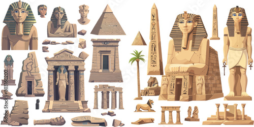 Pharaoh pyramid myth animal sphinx civilization ingenious vector illustration of history ancient egyptian