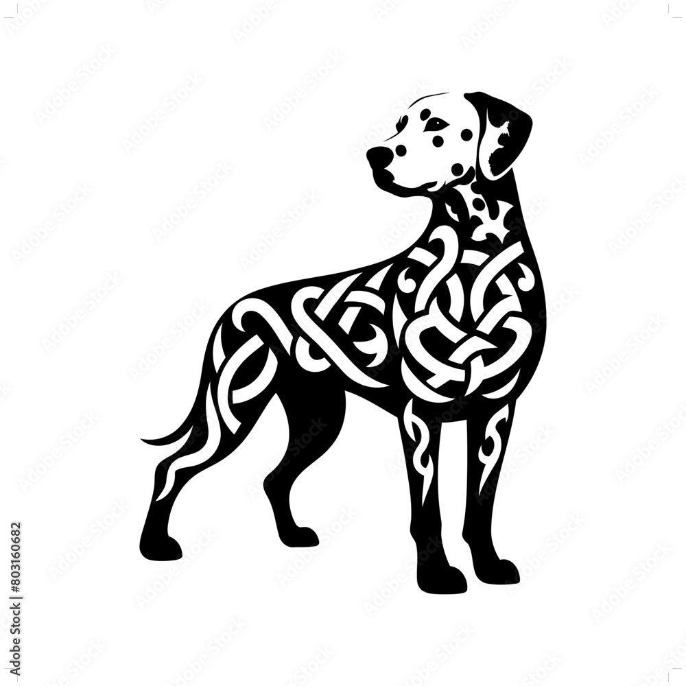 dog; dalmatian silhouette in animal celtic knot, irish, nordic illustration dog; dalmatian silhouette in animal celtic knot, irish, nordic illustration