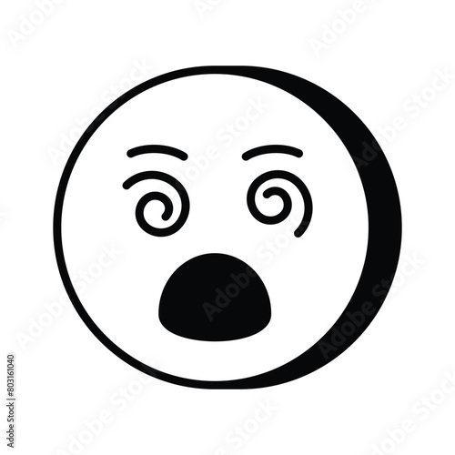 Dizzy emoji icon, dizziness expression vector design