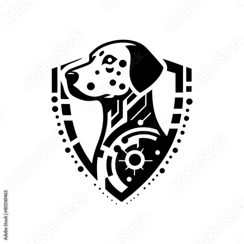 dog; dalmatian silhouette in animal cyberpunk, modern futuristic illustration