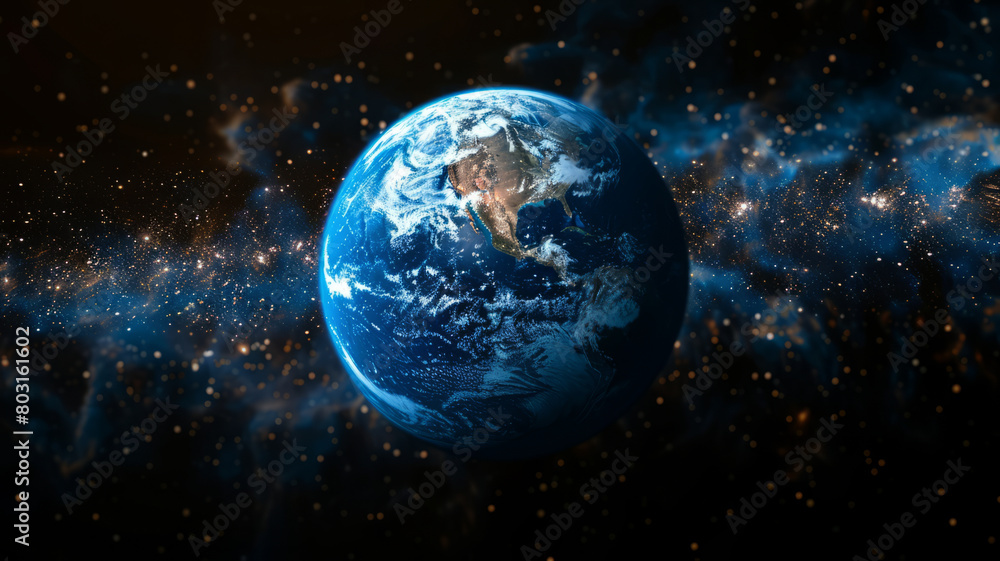 earth in the space, center generative ai