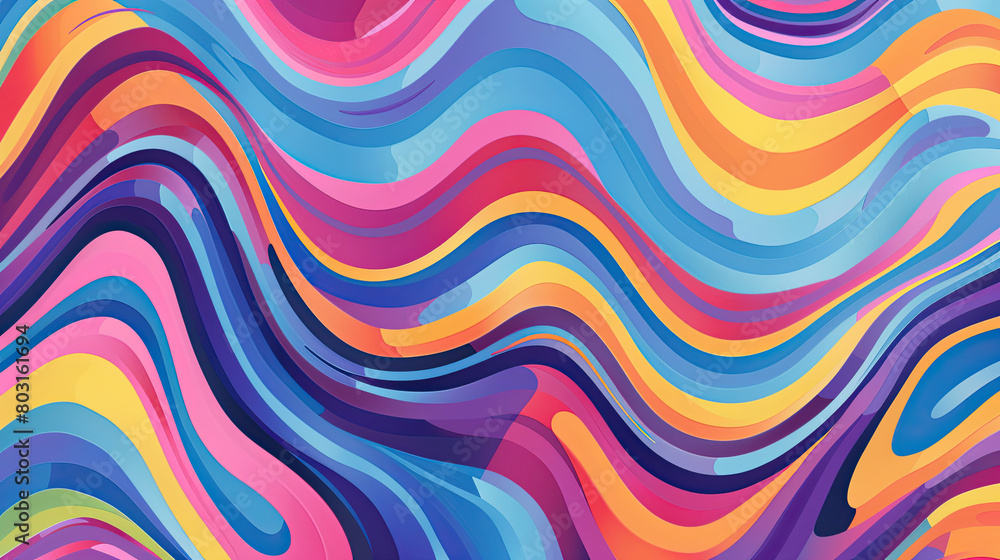 Obraz premium Trippy Wave Pattern, Retro Psychedelic Background