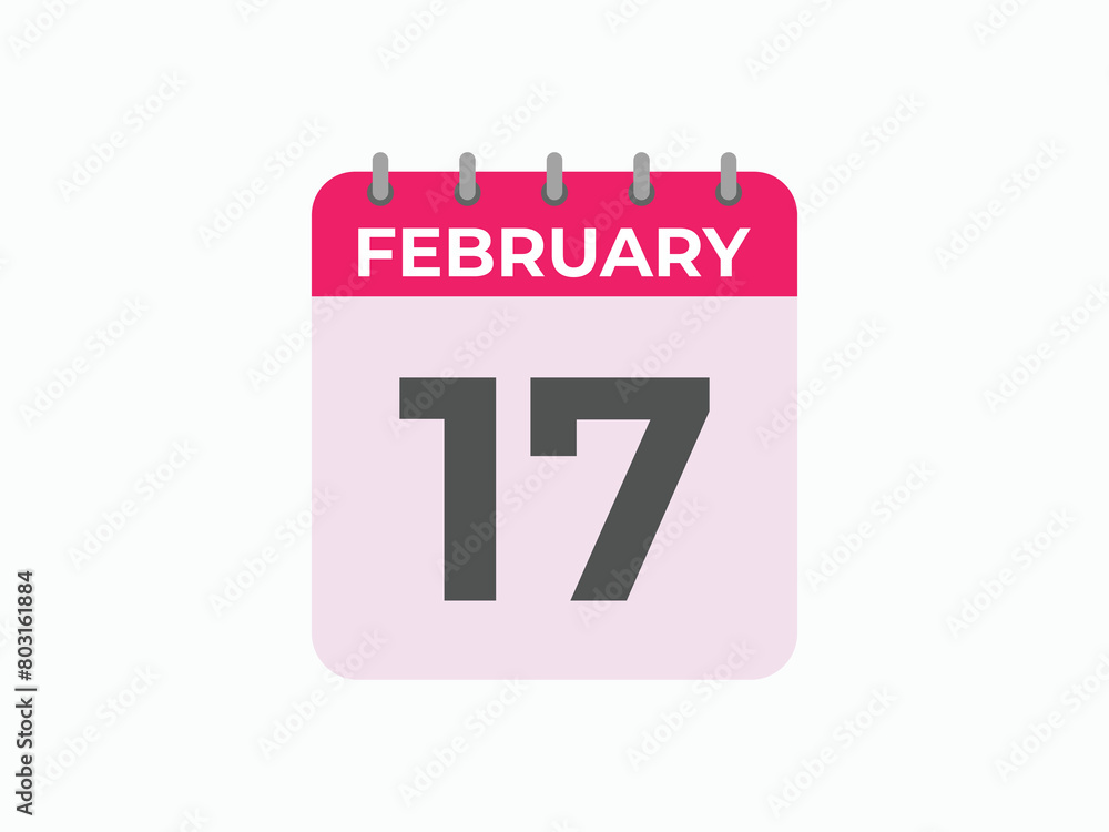 February 17 calendar reminder. 17 February daily calendar icon template. Calendar 17 February icon Design template. Vector illustration
February 17 calendar reminder. 17 February daily calendar icon template. Calendar 17 February icon Design template. Vector illustration