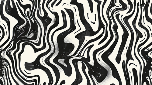 White and black Trippy Wave Pattern  Retro Psychedelic Background