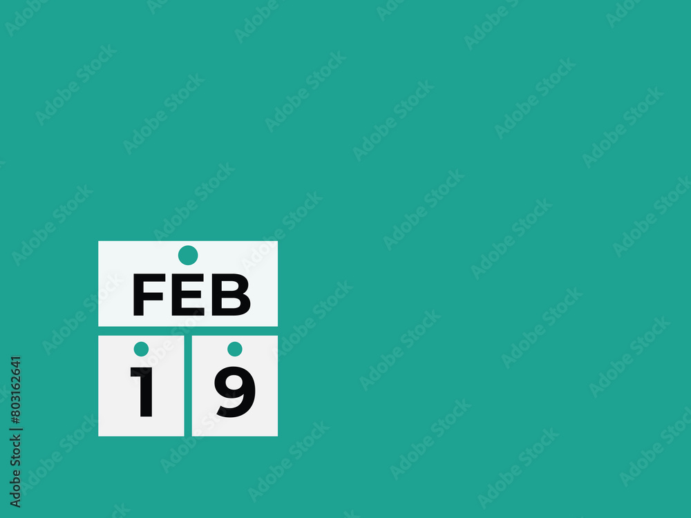 February 19 calendar reminder. 19 February daily calendar icon template. Calendar 19 February icon Design template. Vector illustration
February 19 calendar reminder. 19 February daily calendar icon template. Calendar 19 February icon Design template. Vector illustration