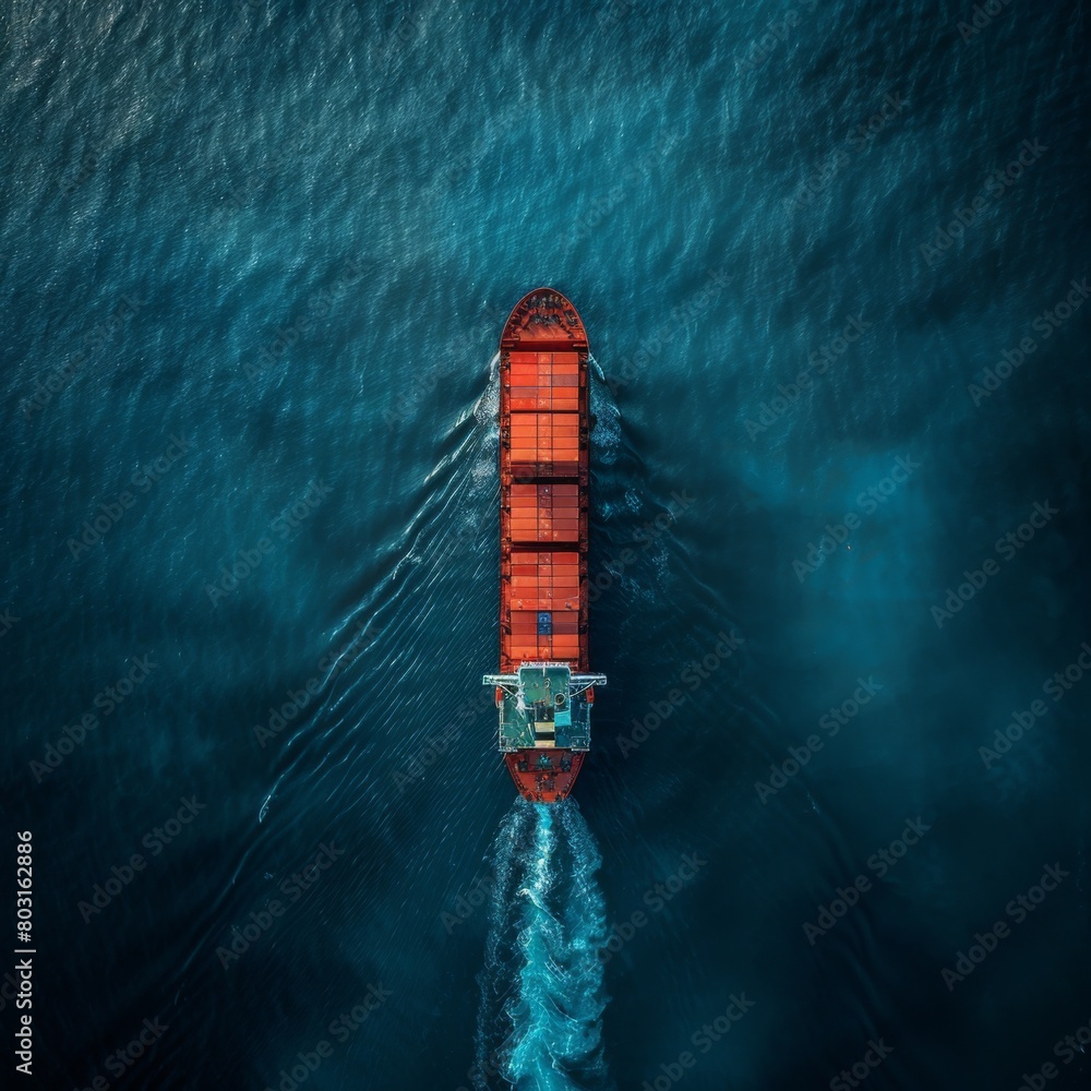Aerial View of Container Cargo Ship in Ocean for Global Logistics
Aerial View of Container Cargo Ship in Ocean for Global Logistics