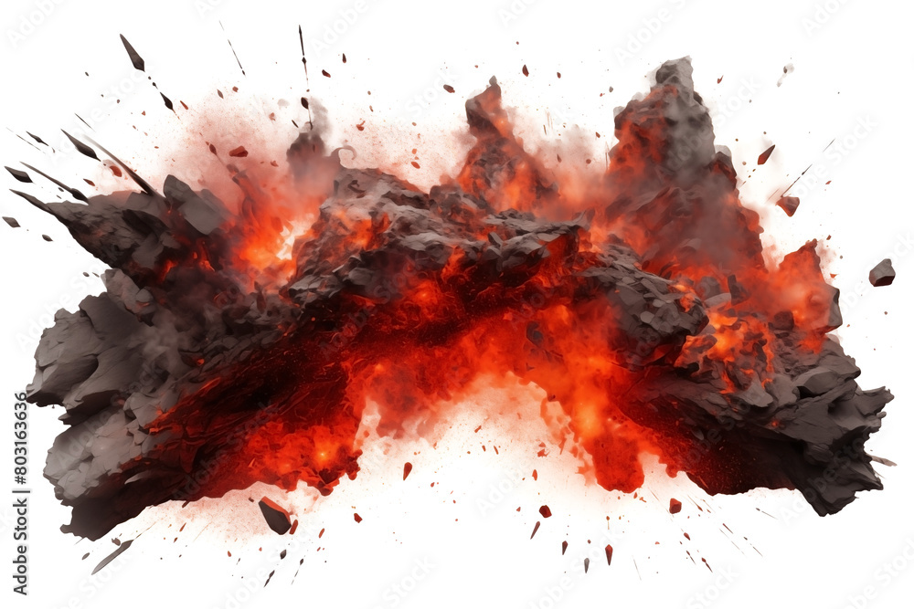 Red lava Explosion border with Flying rocks PNG Boom Detonation isolated Fireball on Transparent and white background - Explosive Impact Volcano Red lava Explosion border with Flying rocks PNG Boom Detonation isolated Fireball on Transparent and white background - Explosive Impact Volcano