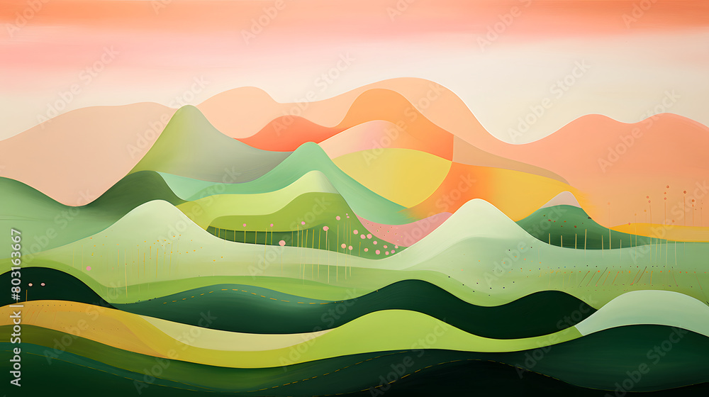 Digital abstract green hills geometric pattern graphic poster background Digital abstract green hills geometric pattern graphic poster background