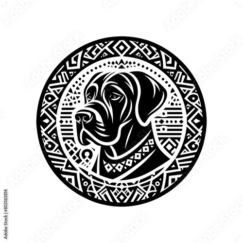 dog, dane silhouette in animal ethnic, polynesia tribal illustration