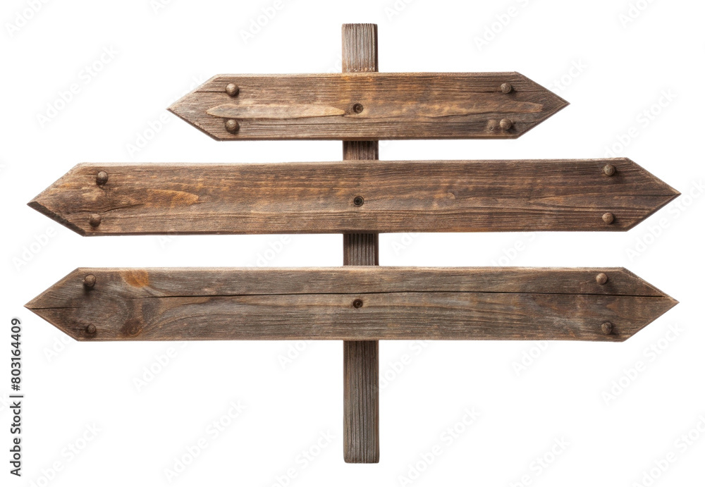 Fototapeta premium PNG Wooden direction sign symbol cross white background