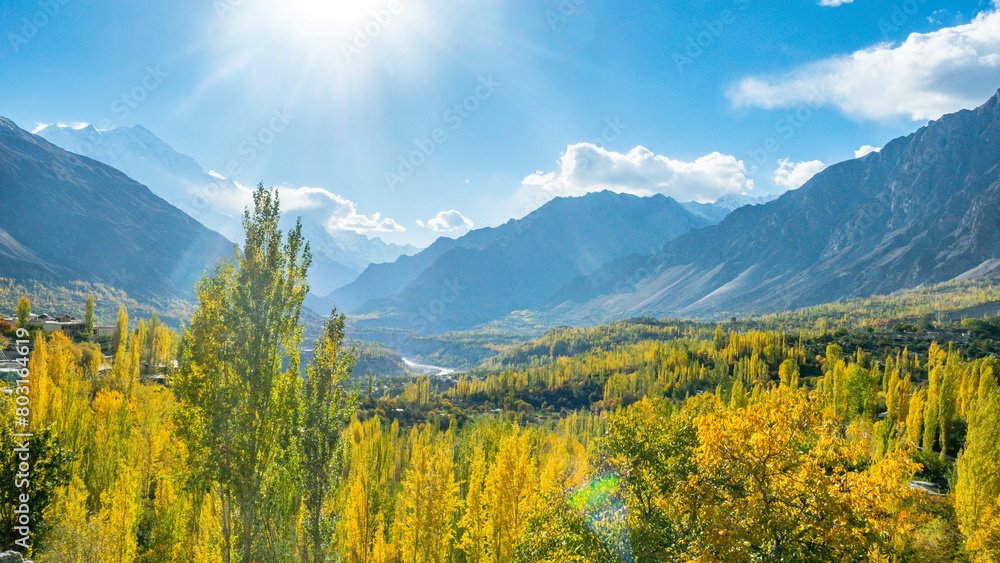 Fototapeta premium Community and amazing nature Northern Pakistan in winter