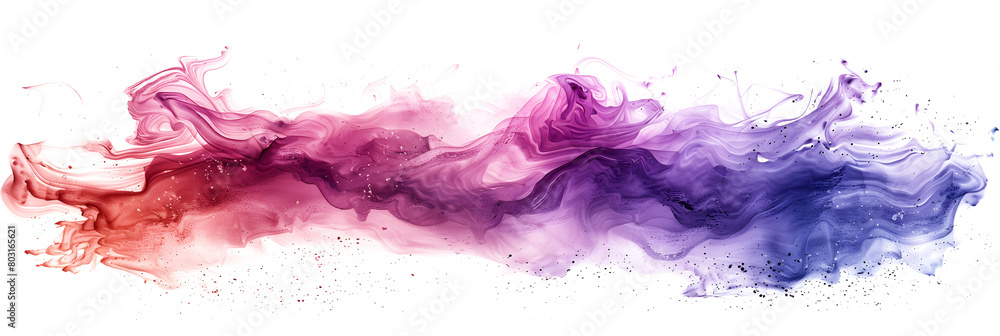 Pink and purple watercolor paint blend on transparent background.