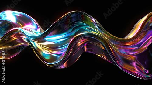 Titanium rainbow wave. Isolated on black background  photo