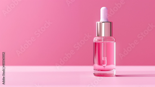 Beauty cosmetic product bottle mockup, pink background