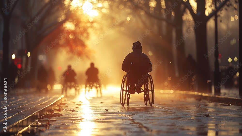 Professional wheelchair athlete in stadium competition for sports championship or olympic games Professional wheelchair athlete in stadium competition for sports championship or olympic games