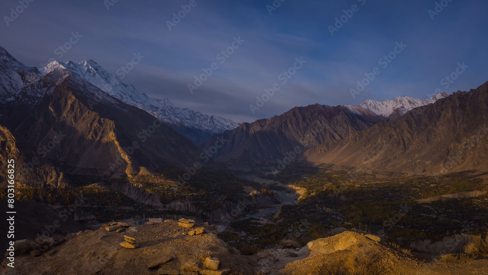 Mountain scenery of a village located in the northern part of Pakistan