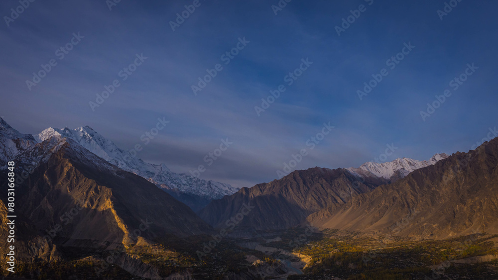 Mountain scenery of a village located in the northern part of Pakistan