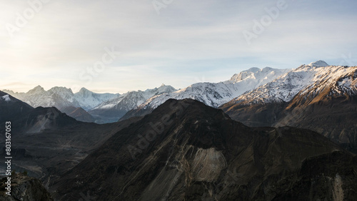 Snow-covered mountains as far as the eye can see.