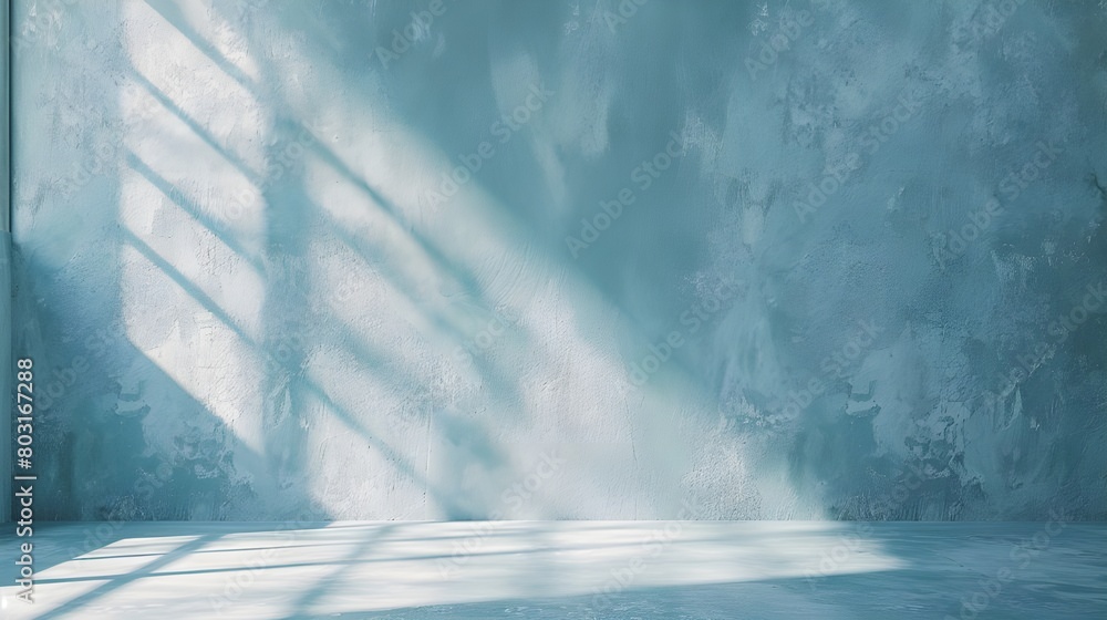 Empty room with blue wall and sunlight. 3d rendering mock-up Empty room with blue wall and sunlight. 3d rendering mock-up