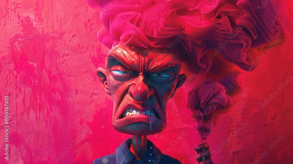 Fuming Angry Caricature Fuming Angry Caricature