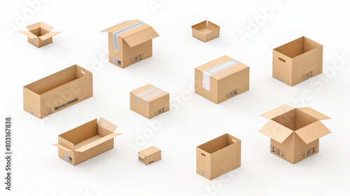 box, cardboard, carton, package, shipping, delivery, boxes, brown, container, packaging, moving, 3d, packing, warehouse, storage, transportation, vector, cargo, parcel, paper, pallet, business, illust © Cedric