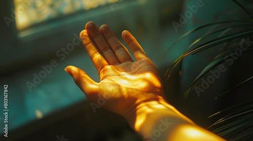 Hand soaking in warm sunlight photo
