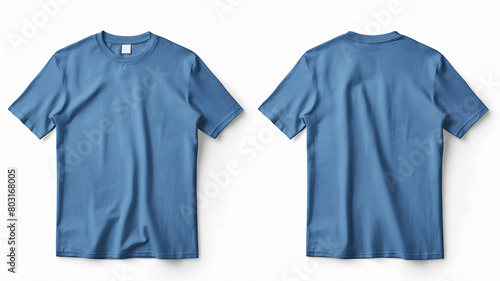 Blank blue t-shirt templates for designing casual clothing