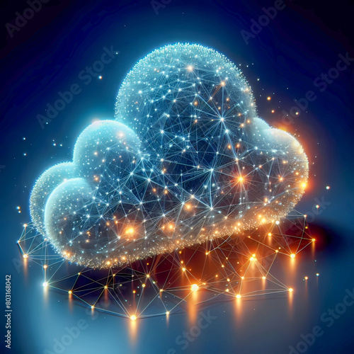 Abstract 3d rendering of neon colorful vibrant cloud digital network © The A.I Studio