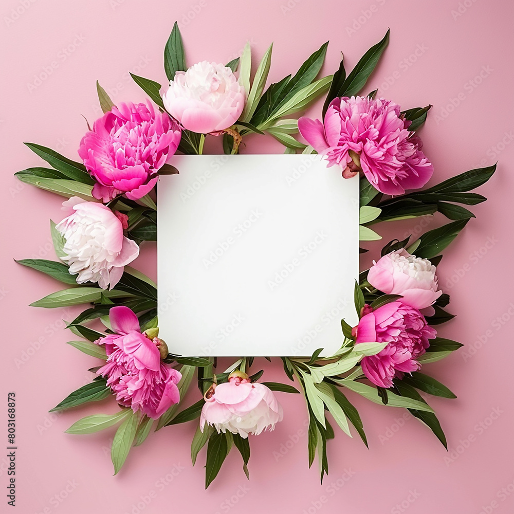 Obraz premium empty paper card with pink background generated.AI