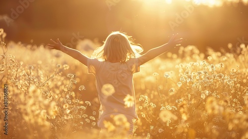 Joyful Child in Sunlit Meadow