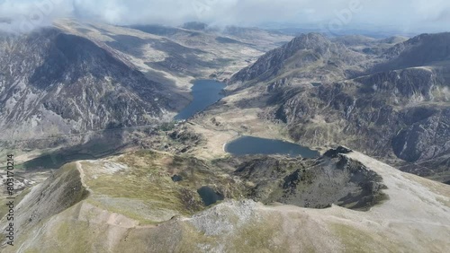Y Garn & Ogwen Valley - Snowdonia NP, Wales - POV slow cinematic drone reveal.
