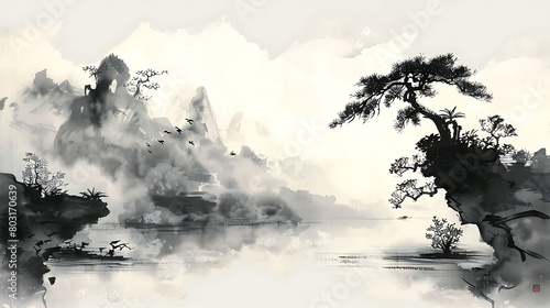 Beautiful Japanese style background illustration