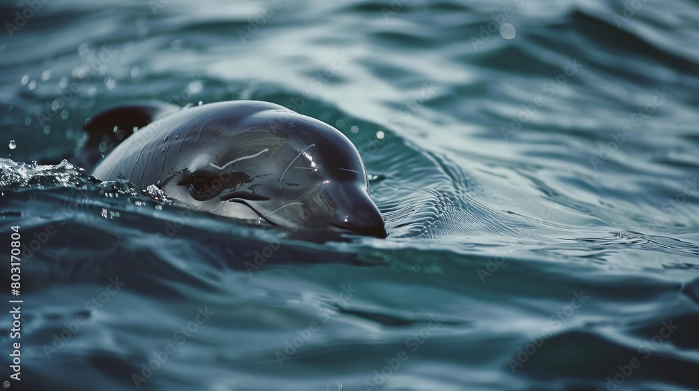 Fototapeta premium Graceful Vaquita Swimming in Gulf of California