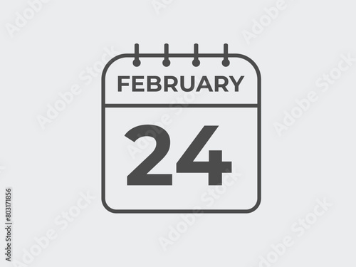 February 24 calendar reminder. 24 February daily calendar icon template. Calendar 24 February icon Design template. Vector illustration
