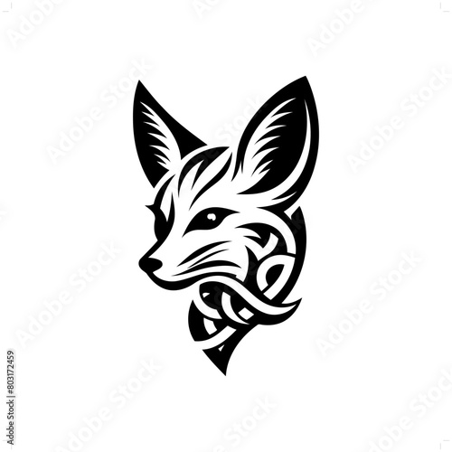 Fox silhouette in animal celtic knot, irish, nordic illustration