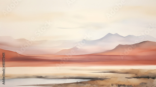 Endless watercolor warm color mountains landscape abstract graphic poster web page PPT background