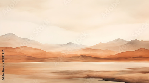 Endless watercolor warm color mountains landscape abstract graphic poster web page PPT background © yonshan