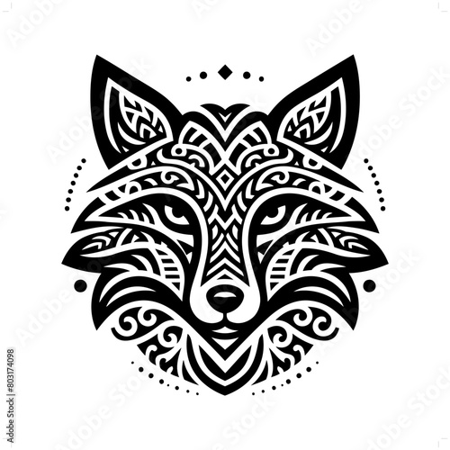 Fox silhouette in animal ethnic, polynesia tribal illustration