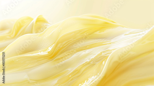 A gentle wave of buttercream yellow, crafted with a soft gradient and a clear, glassy finish that conveys a sweet and comforting presence, captured in