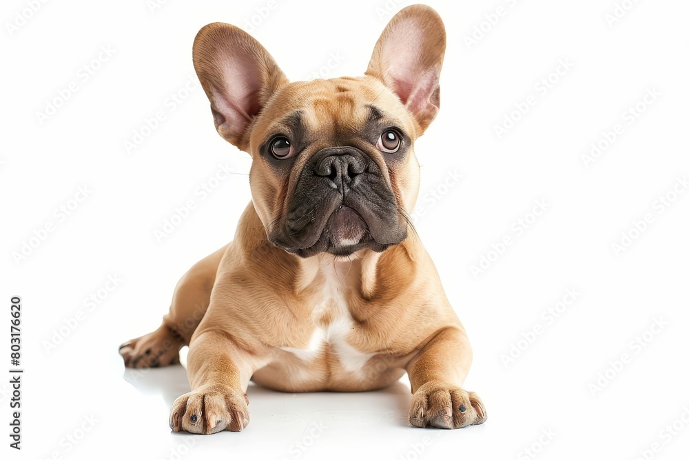 adorable french bulldog portrait isolated on pure white studio pet photography