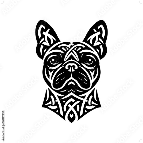french bulldog silhouette in animal celtic knot, irish, nordic illustration