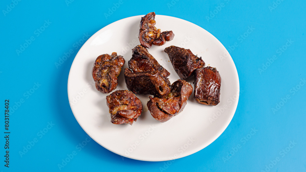 Lamb liver kebab on plate isolated Lamb liver kebab on plate isolated