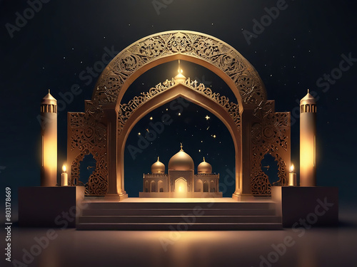 islamic eid background design with glow light effect