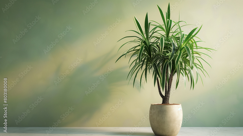 Elegant Dracaena Plant in a Simple Ceramic Pot on a Clean Background