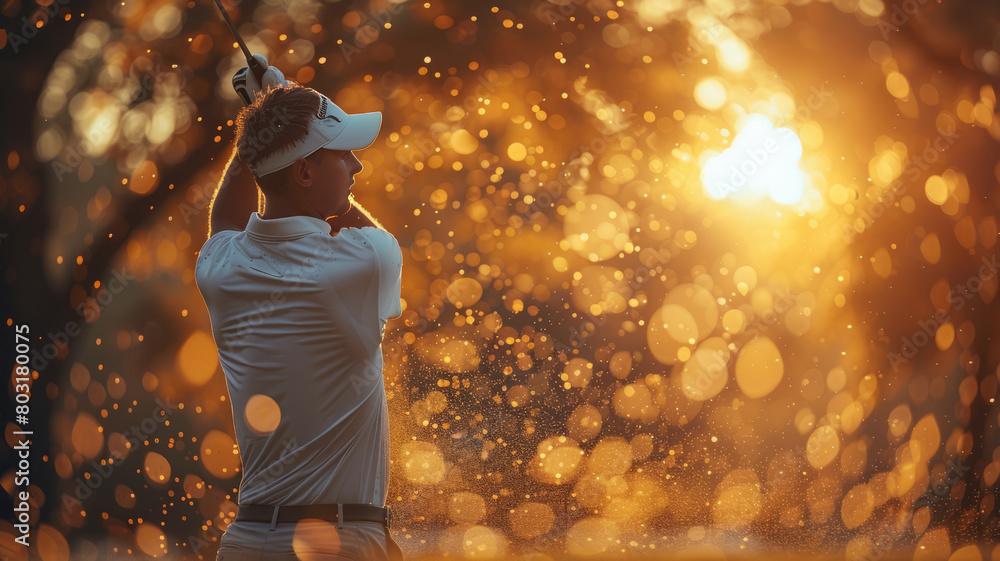 dynamic sport photography, shoulder level, Polish man playing golf,generative ai dynamic sport photography, shoulder level, Polish man playing golf,generative ai